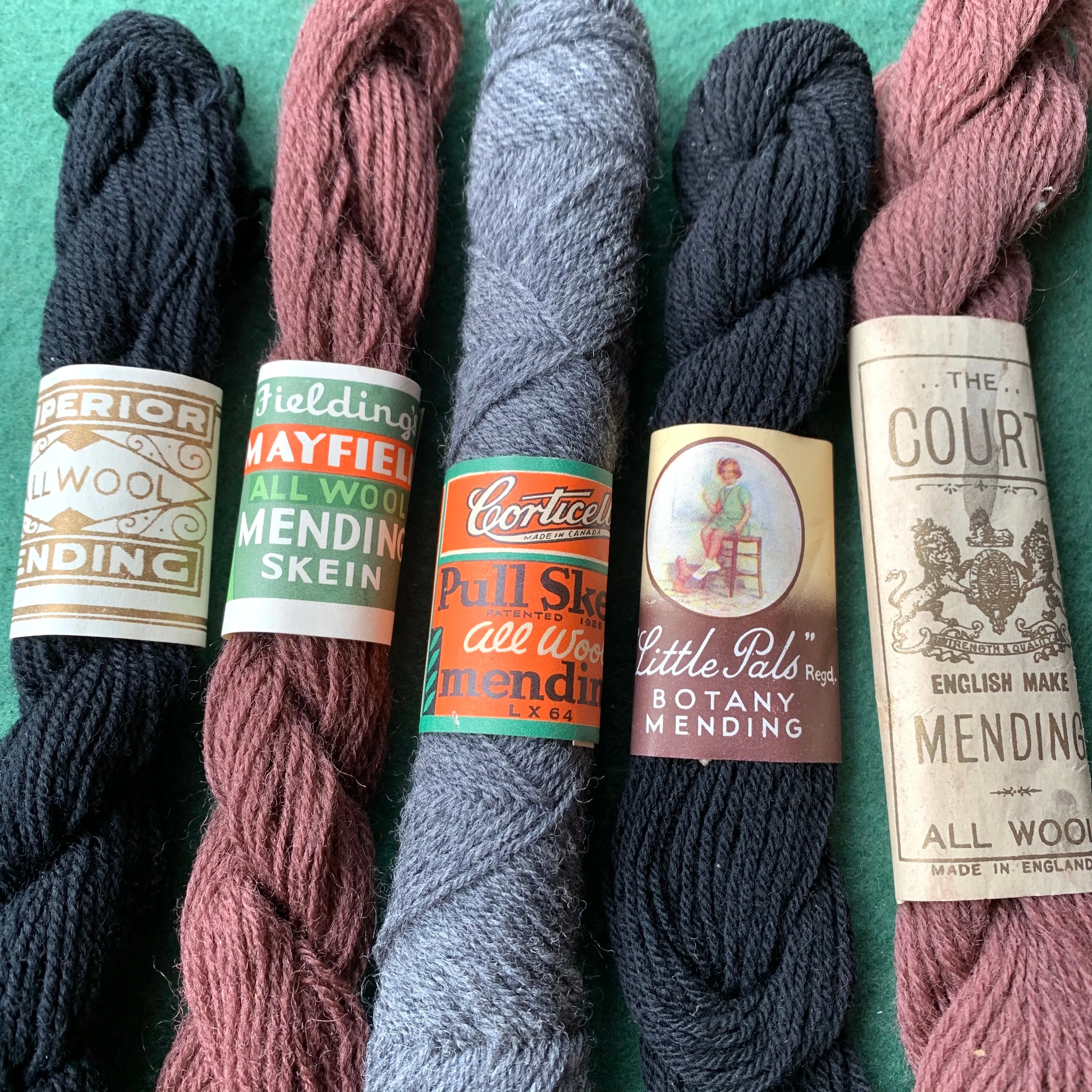 1920s & 1930s Wool Mending Skeins