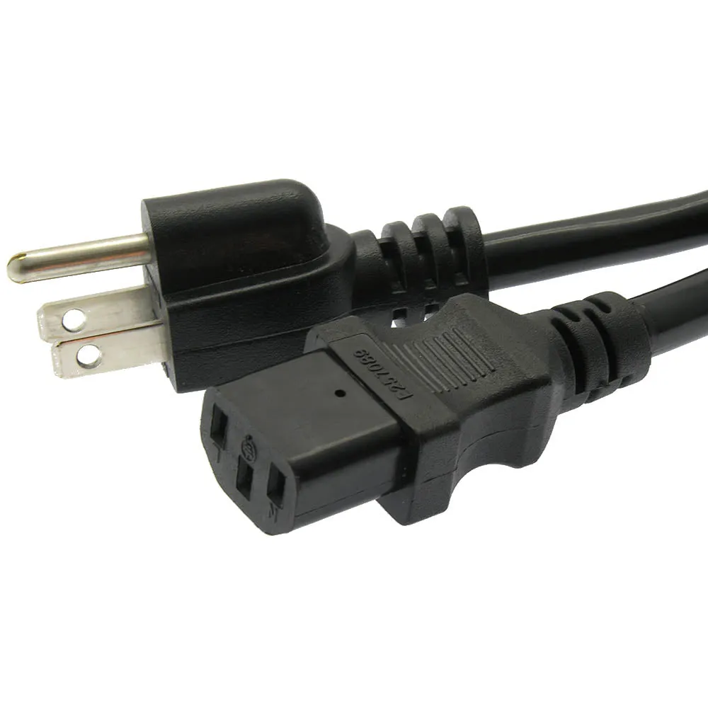 1Ft Computer Power Cord 5-15P to C-13 Black / SJT 14/3