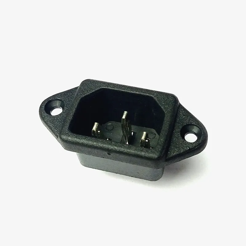3-Pin Male Panel Mount AC Power Supply Socket - 10A 250V