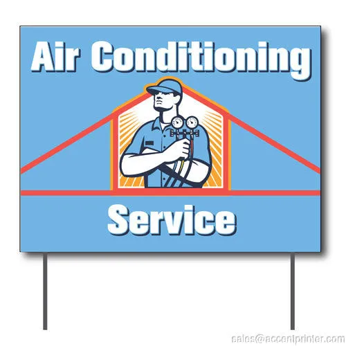 Air Conditioning Service Curbside Sign, 24"w x 18"h, Full Color Double Sided