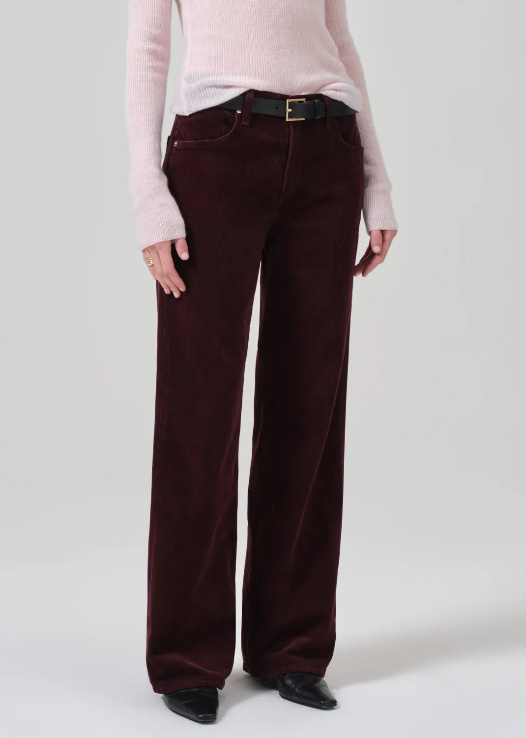 Annina High Rise Wide Leg 30" Corduroy in Bordeaux
