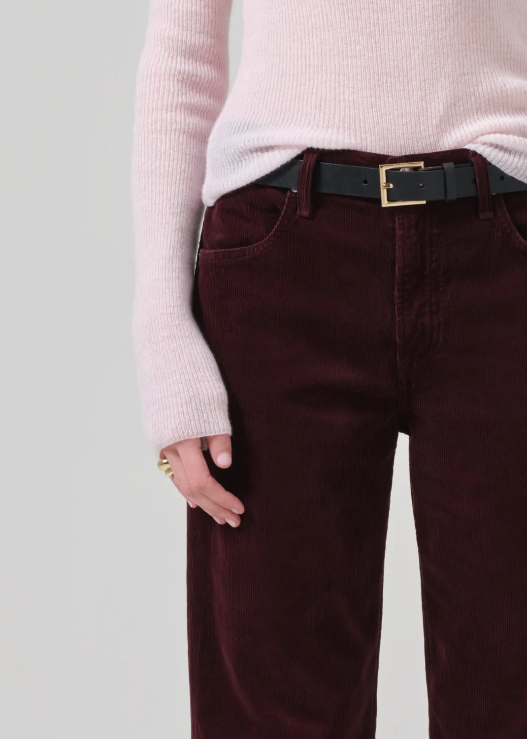 Annina High Rise Wide Leg 30" Corduroy in Bordeaux