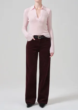 Annina High Rise Wide Leg 30" Corduroy in Bordeaux