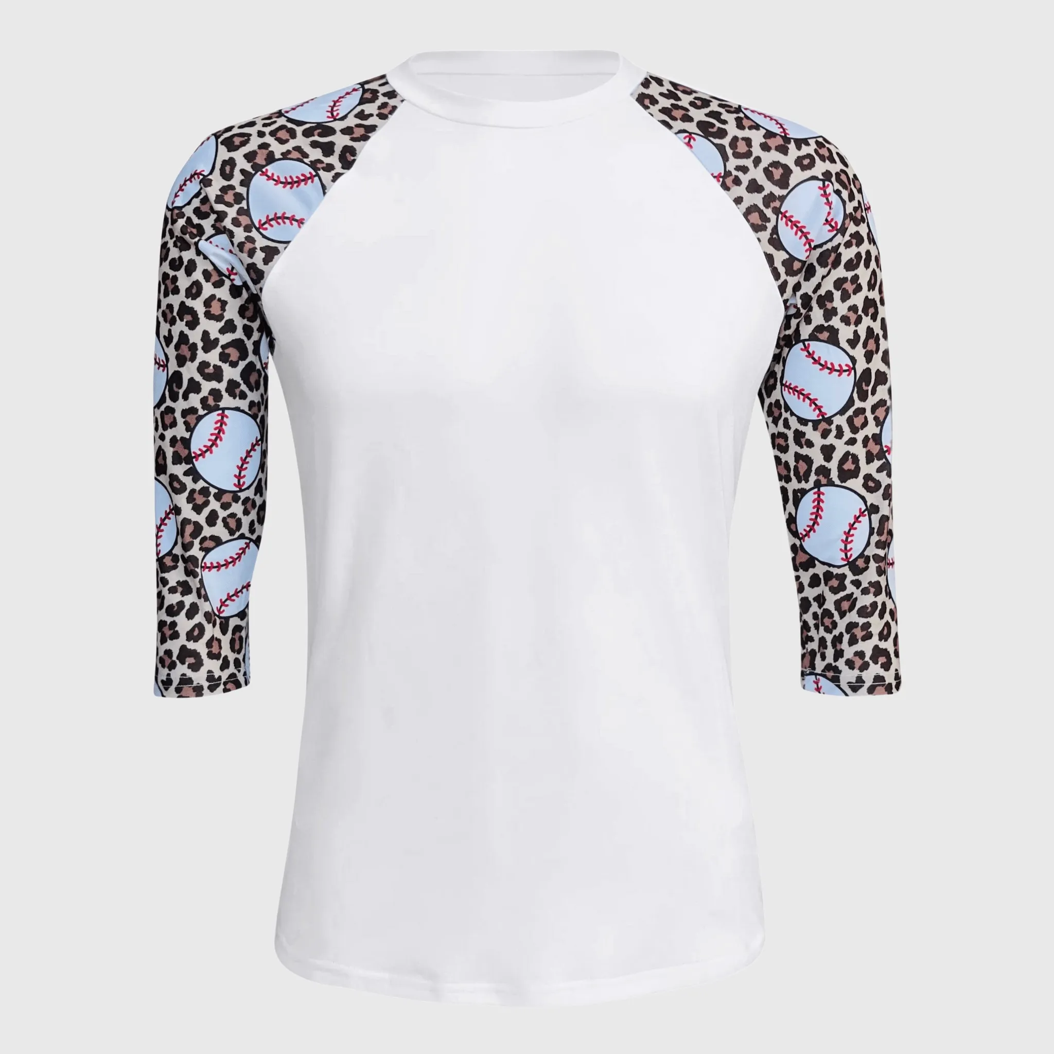Baseball Cheetah White Polyester Top
