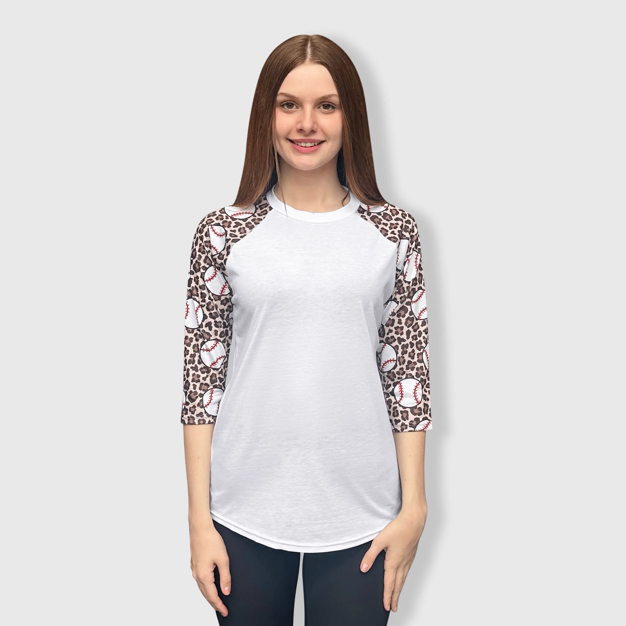 Baseball Cheetah White Polyester Top
