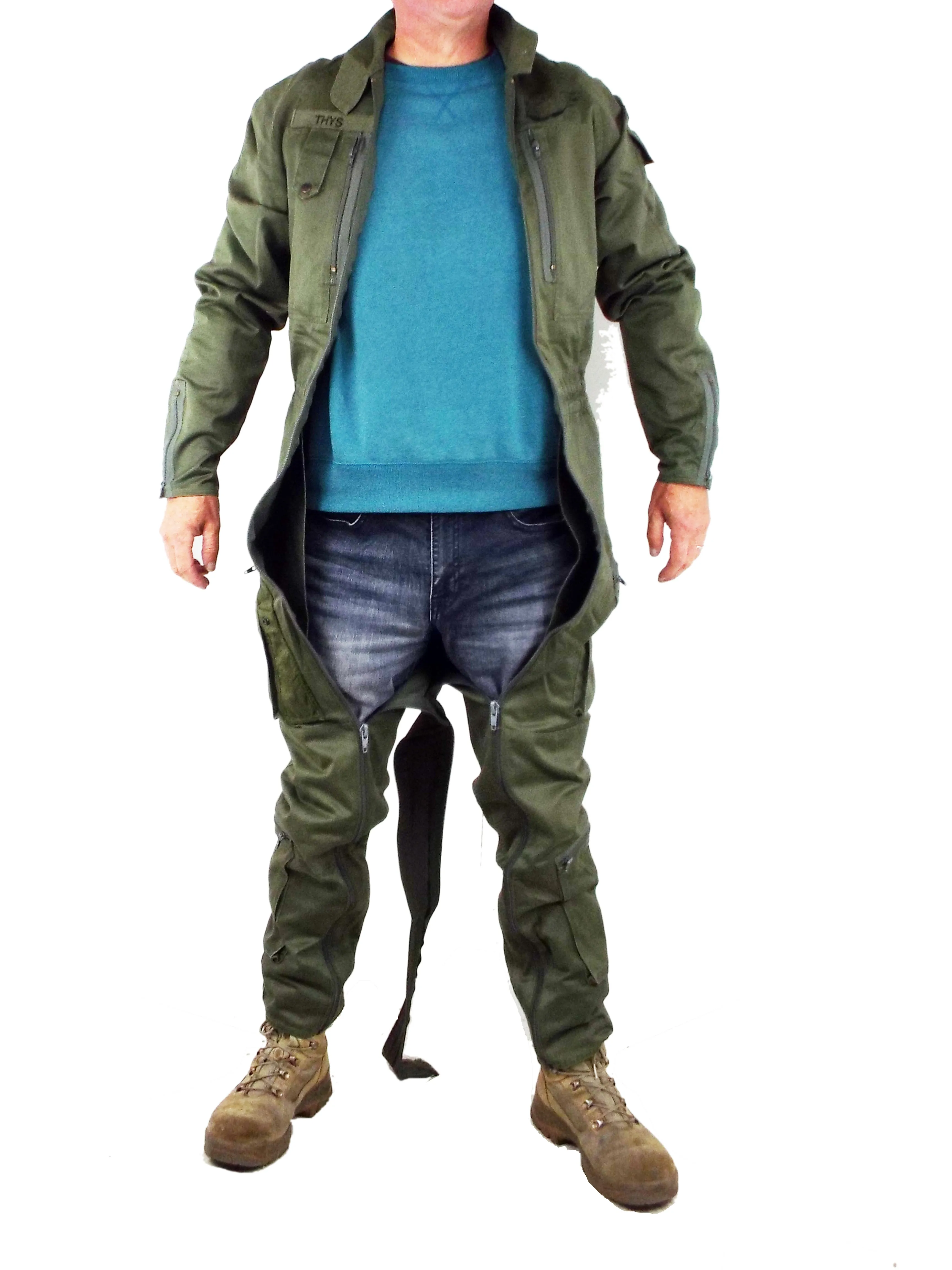 Belgian Flying Suit - Olive Green - Twin full-length zips