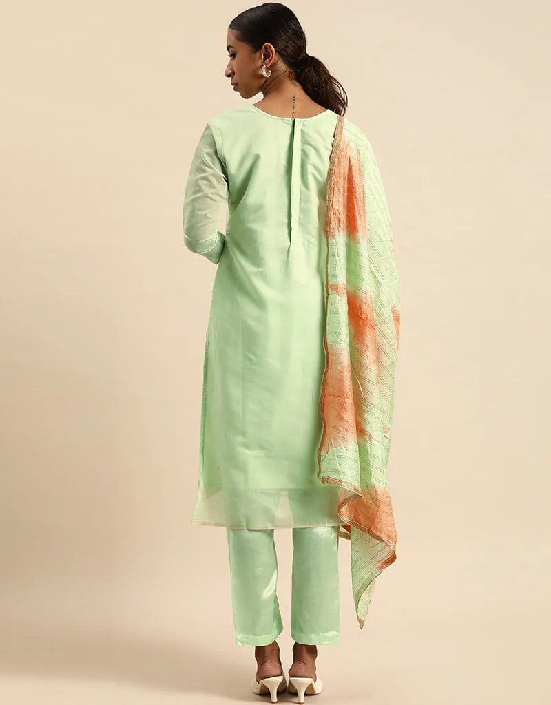 Beryl Green Silk Blend Suit Pant