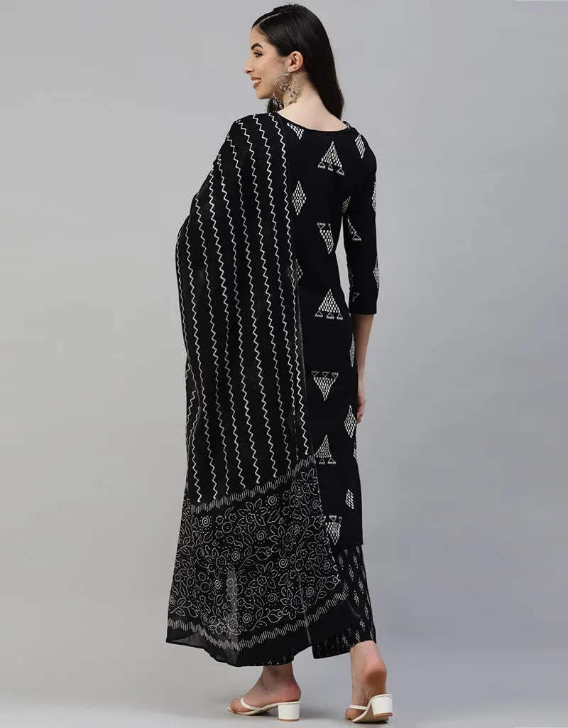 Black Cotton Palazzo Suit