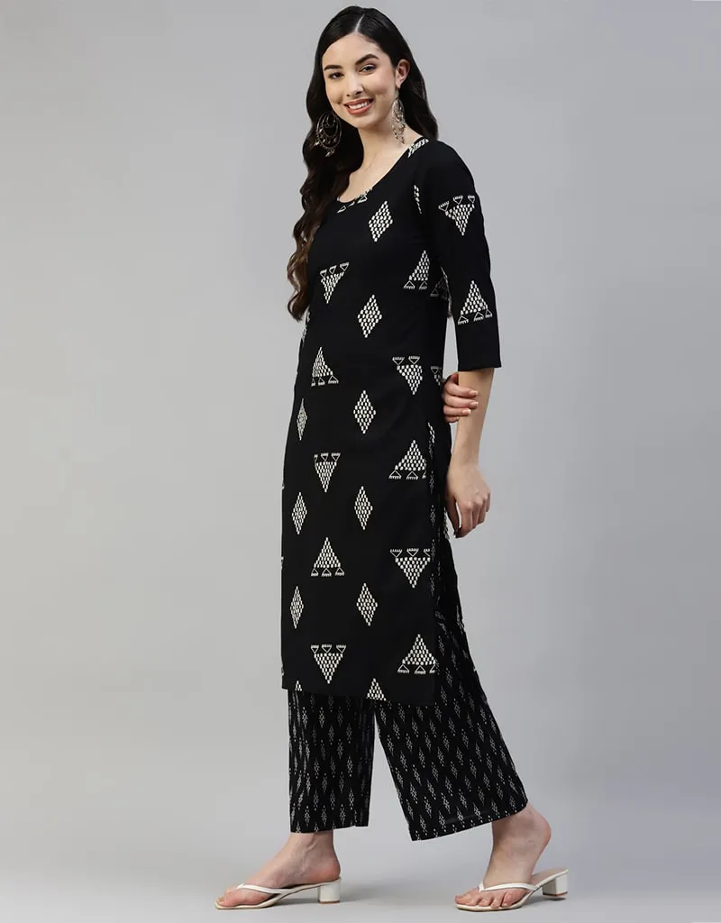 Black Cotton Palazzo Suit