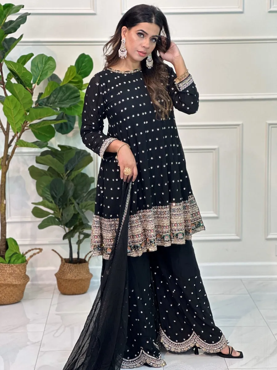 Black Gharara Suit