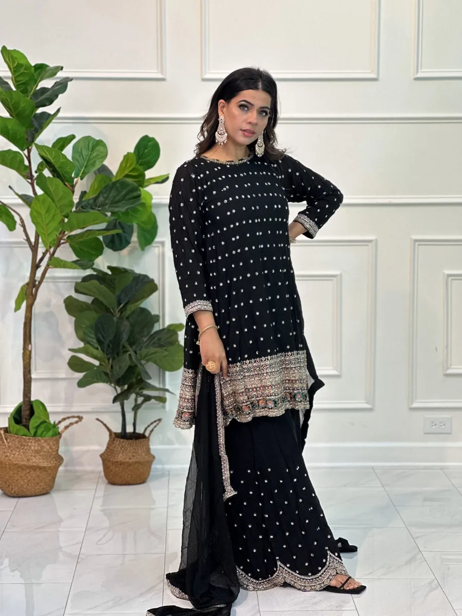 Black Gharara Suit