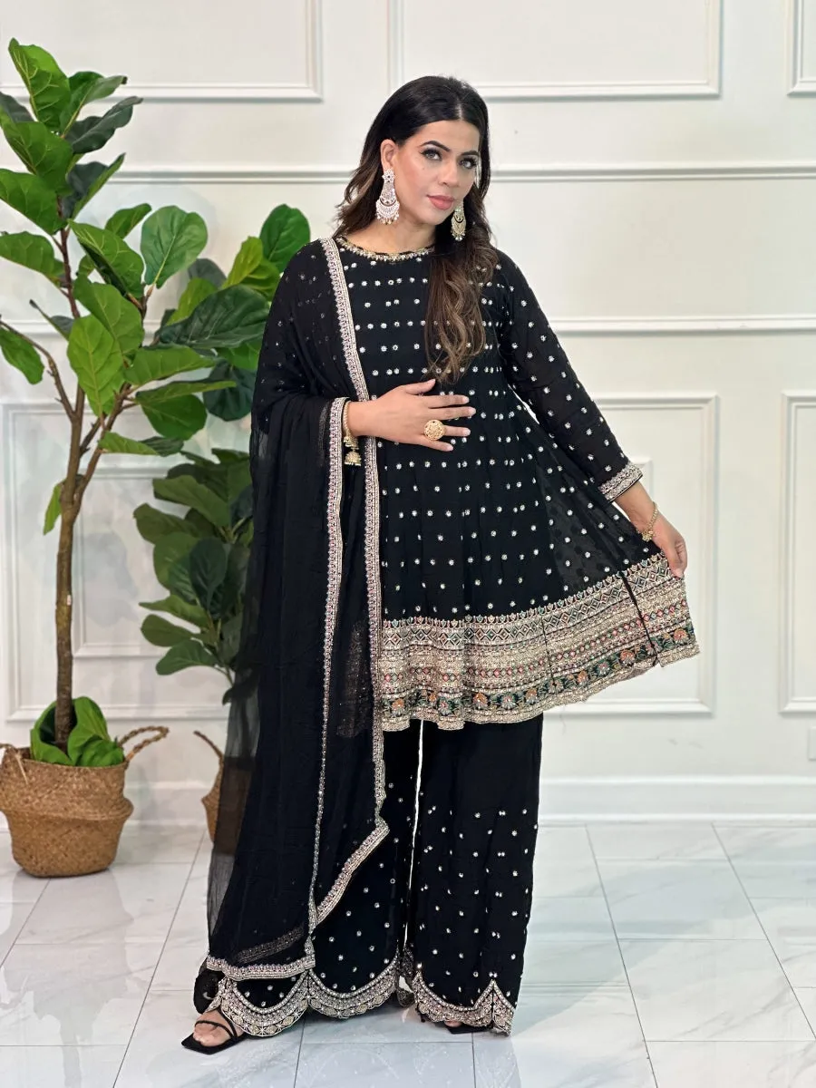 Black Gharara Suit