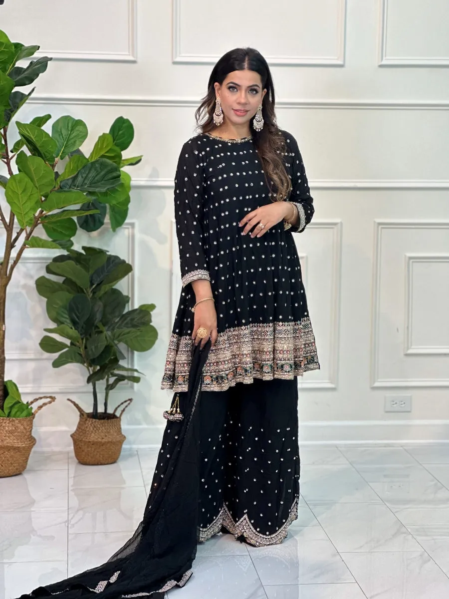 Black Gharara Suit