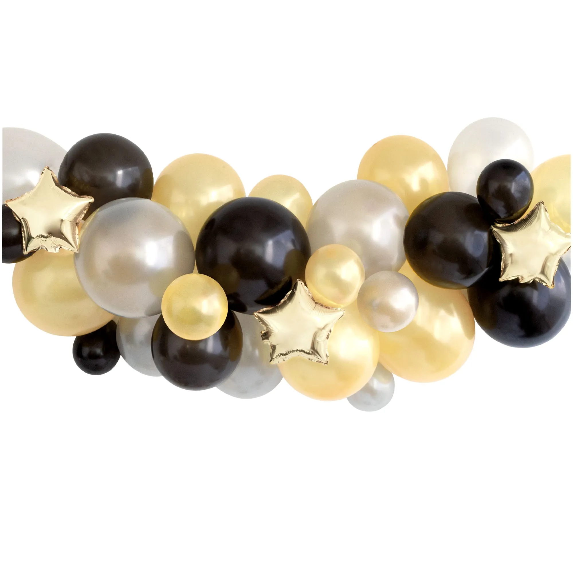 Black, Silver, & Gold Foil Star and Latex Balloon Garland Kit for Celebrations, 29 Pieces