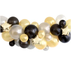 Black, Silver, & Gold Foil Star and Latex Balloon Garland Kit for Celebrations, 29 Pieces