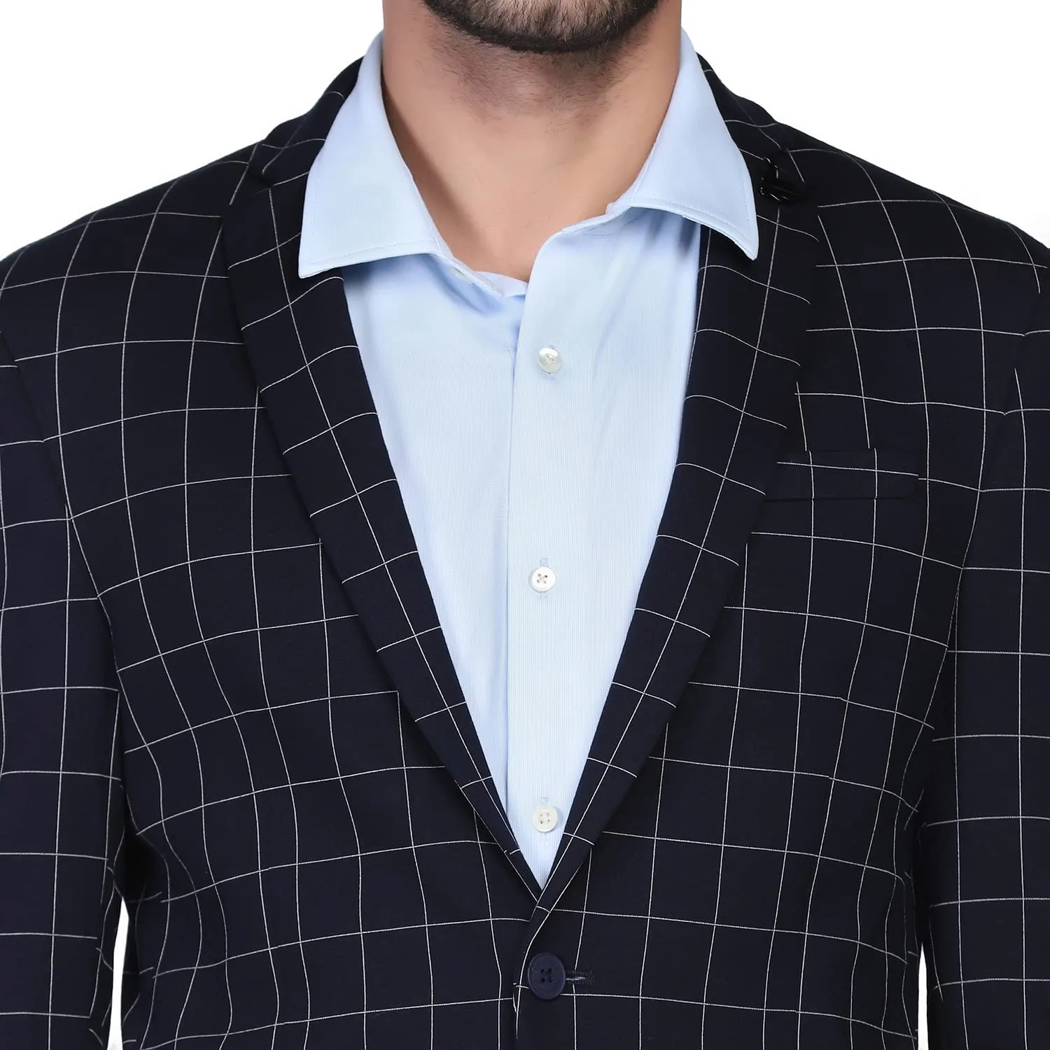 blackberrys Checks Polyester Slim Fit Mens Work Wear Suit (Navy, Size_40)
