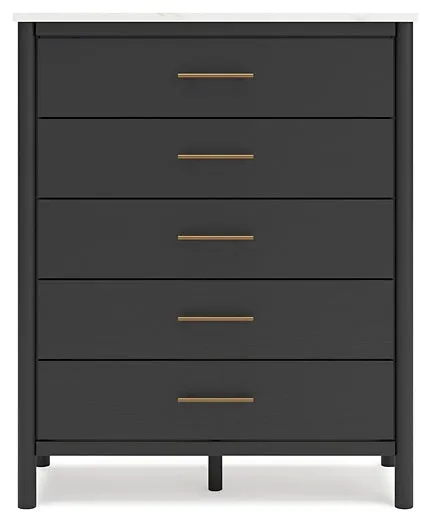 Cadmori King Upholstered Panel Bed with Mirrored Dresser and Chest
