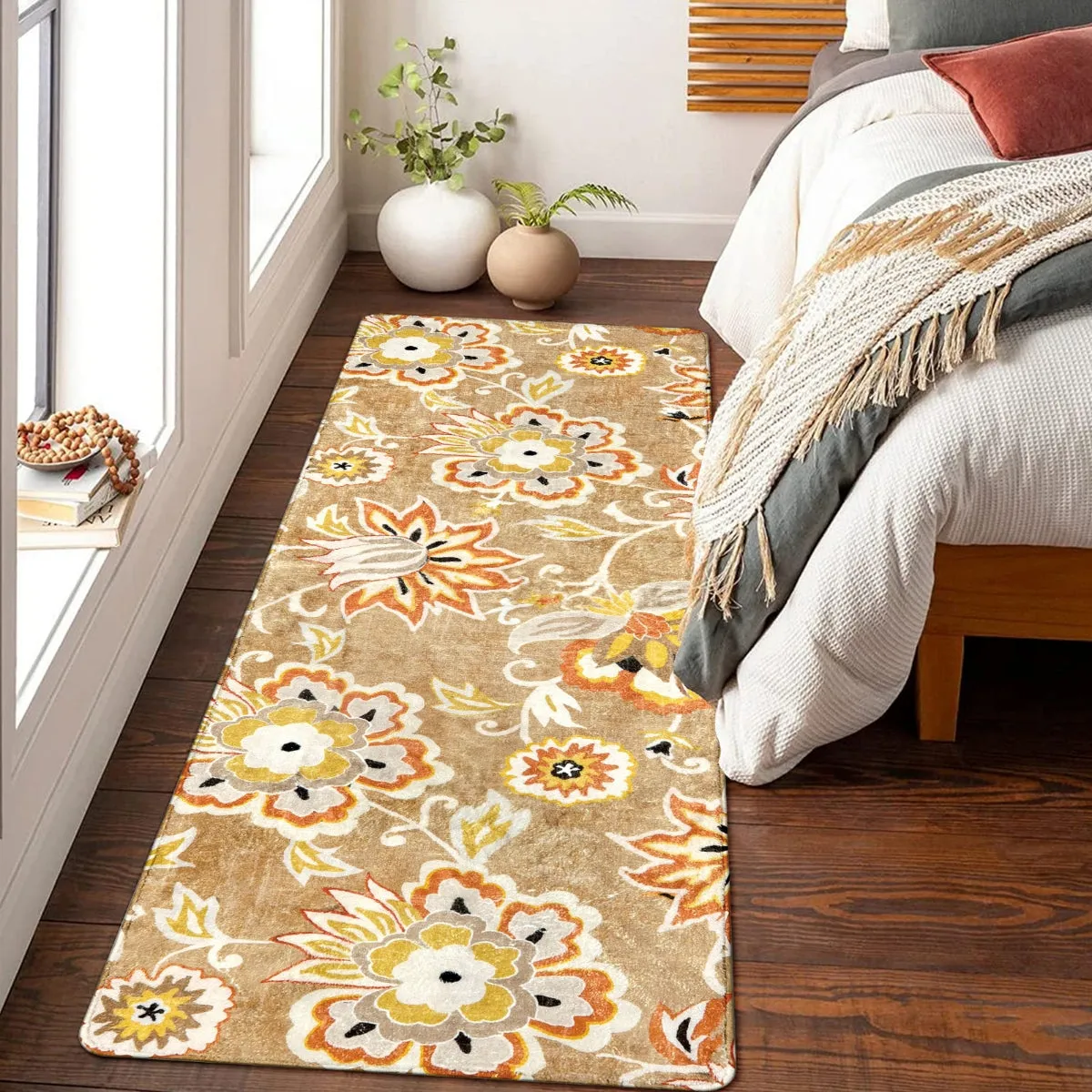 Cloris Paisley Modern Bright Floral Light Tan Area Rug
