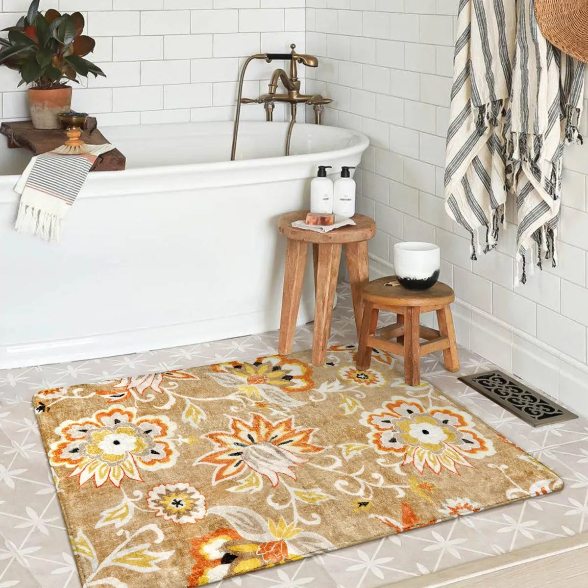 Cloris Paisley Modern Bright Floral Light Tan Area Rug