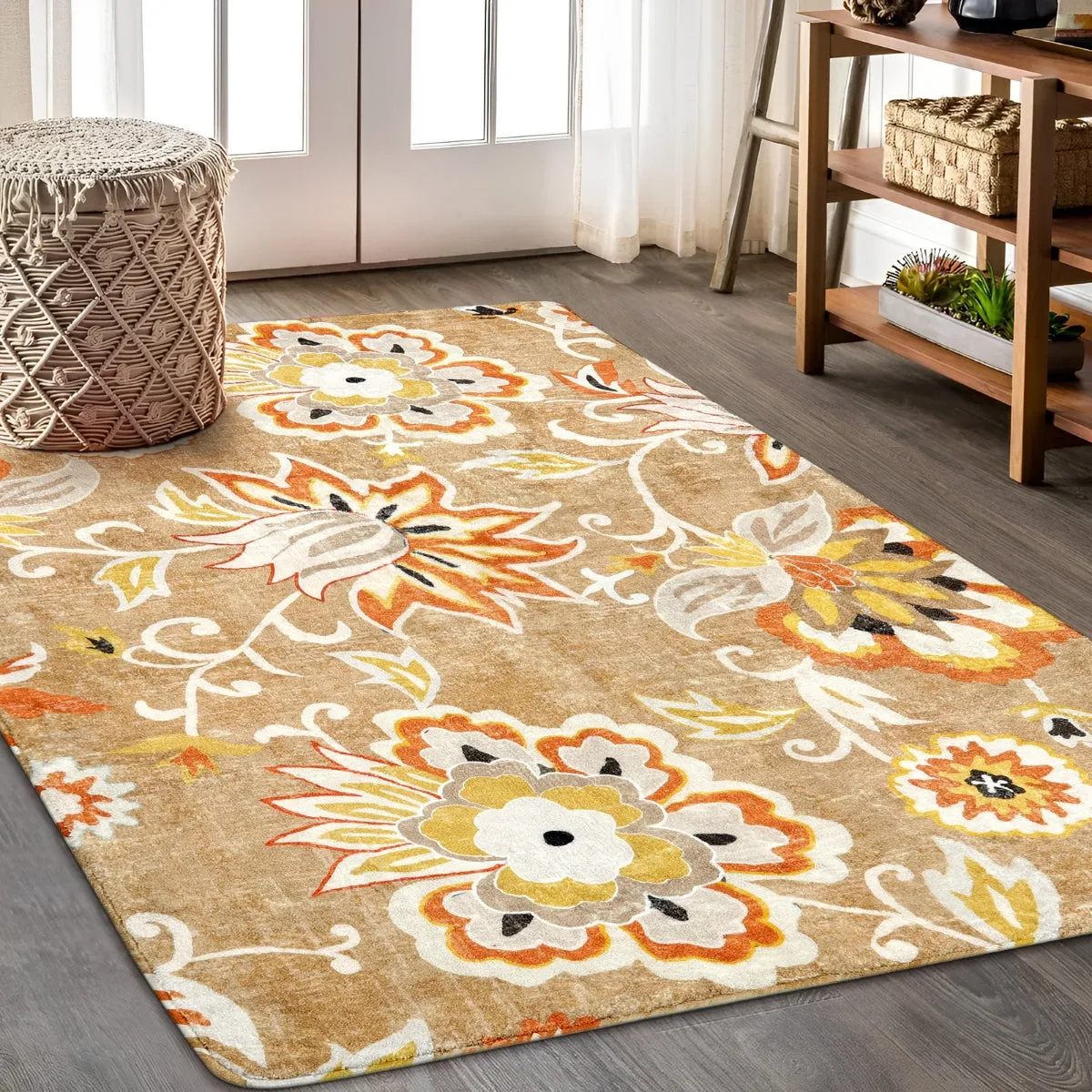 Cloris Paisley Modern Bright Floral Light Tan Area Rug