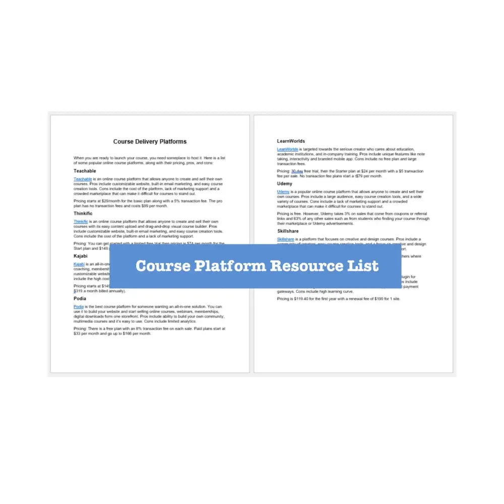 Creating Courses without Being on Camera Worksheets, Checklists   Guide