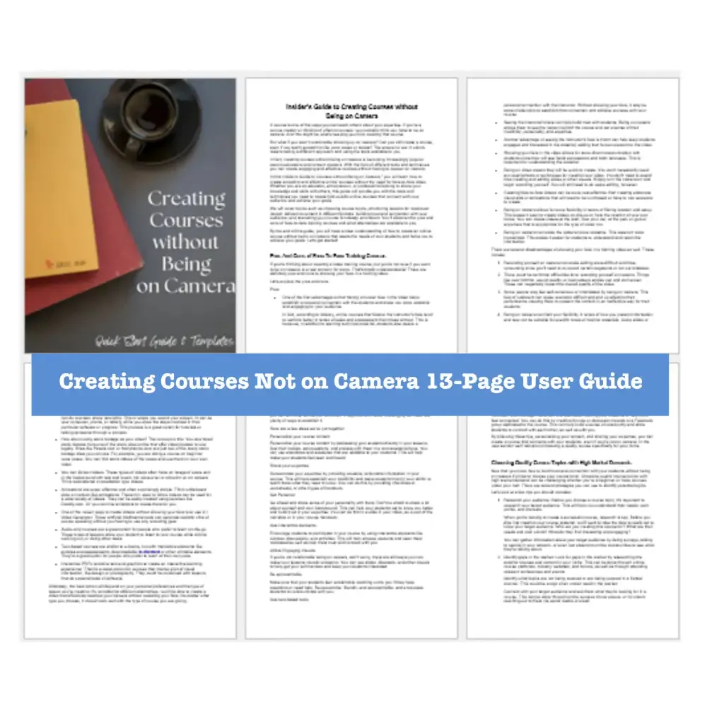 Creating Courses without Being on Camera Worksheets, Checklists   Guide