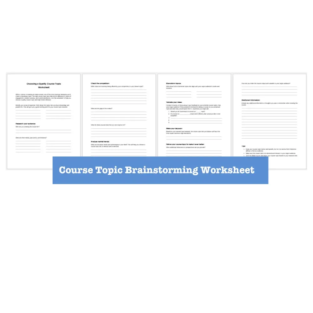 Creating Courses without Being on Camera Worksheets, Checklists   Guide