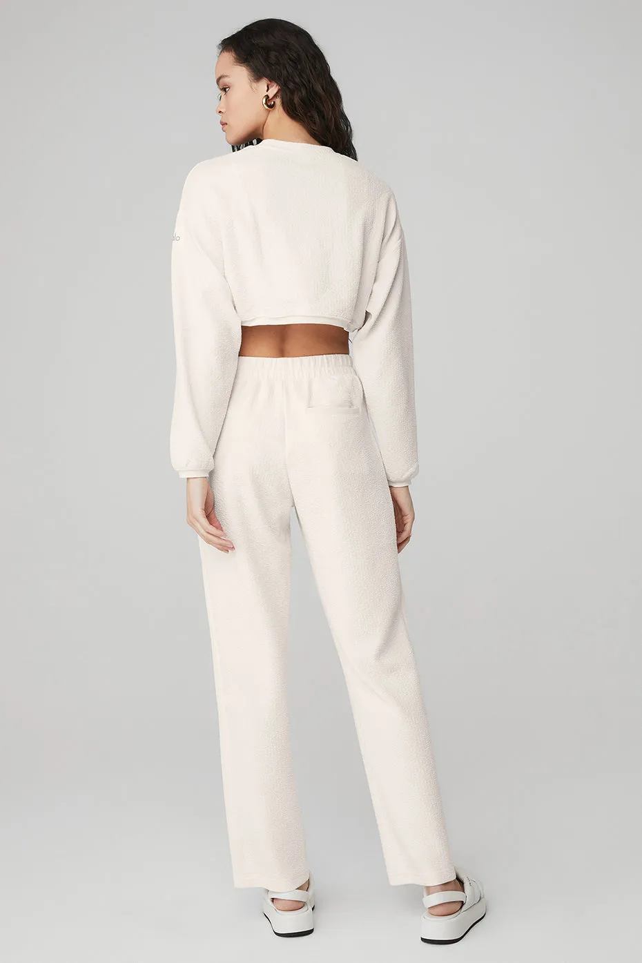 Cropped Tailored Crew Neck & High-Waist Tailored Sweatpant Set