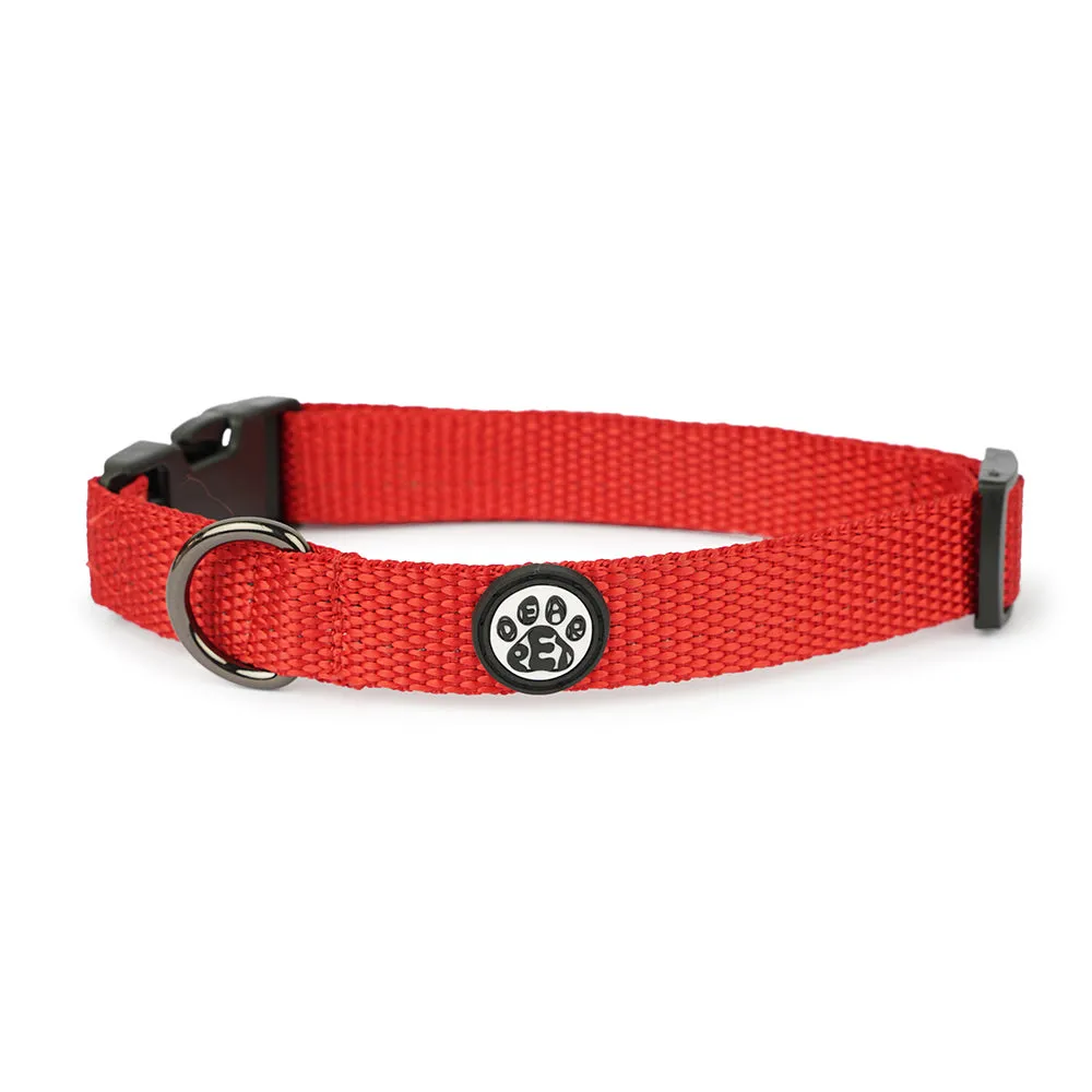 Dear Pet Nylon Dog Collar-Leash Set in Red