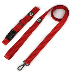 Dear Pet Nylon Dog Collar-Leash Set in Red