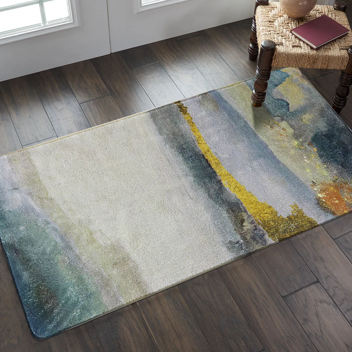 Derya Navy Blue Marble Area Rug