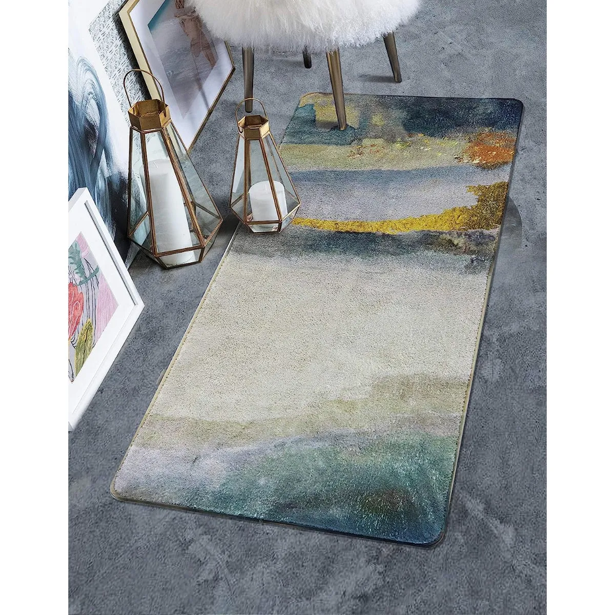 Derya Navy Blue Marble Area Rug