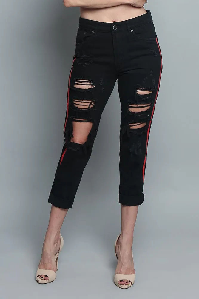 Distressed Two Striped Jeans