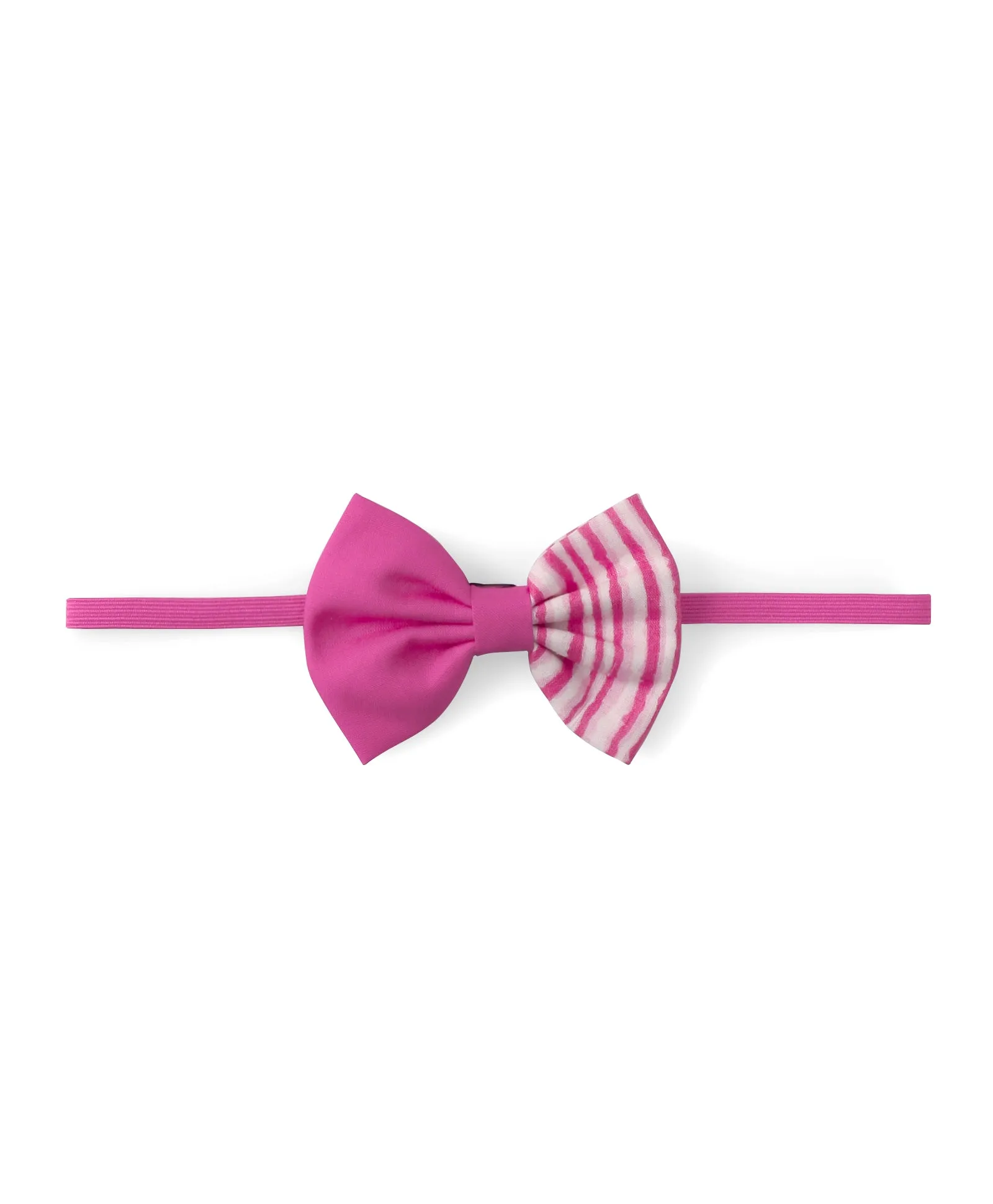 Double Print Striped Bow Headband - Pink