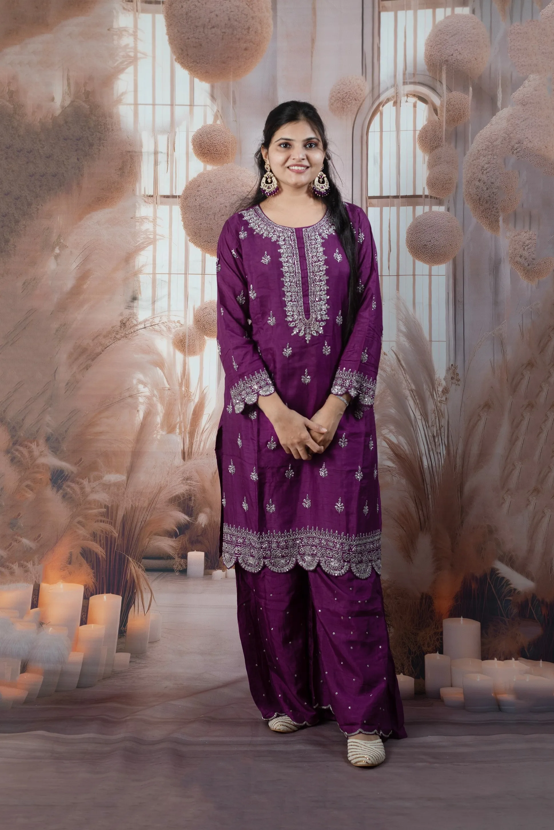 Elegant Purple Color Ladies Suits