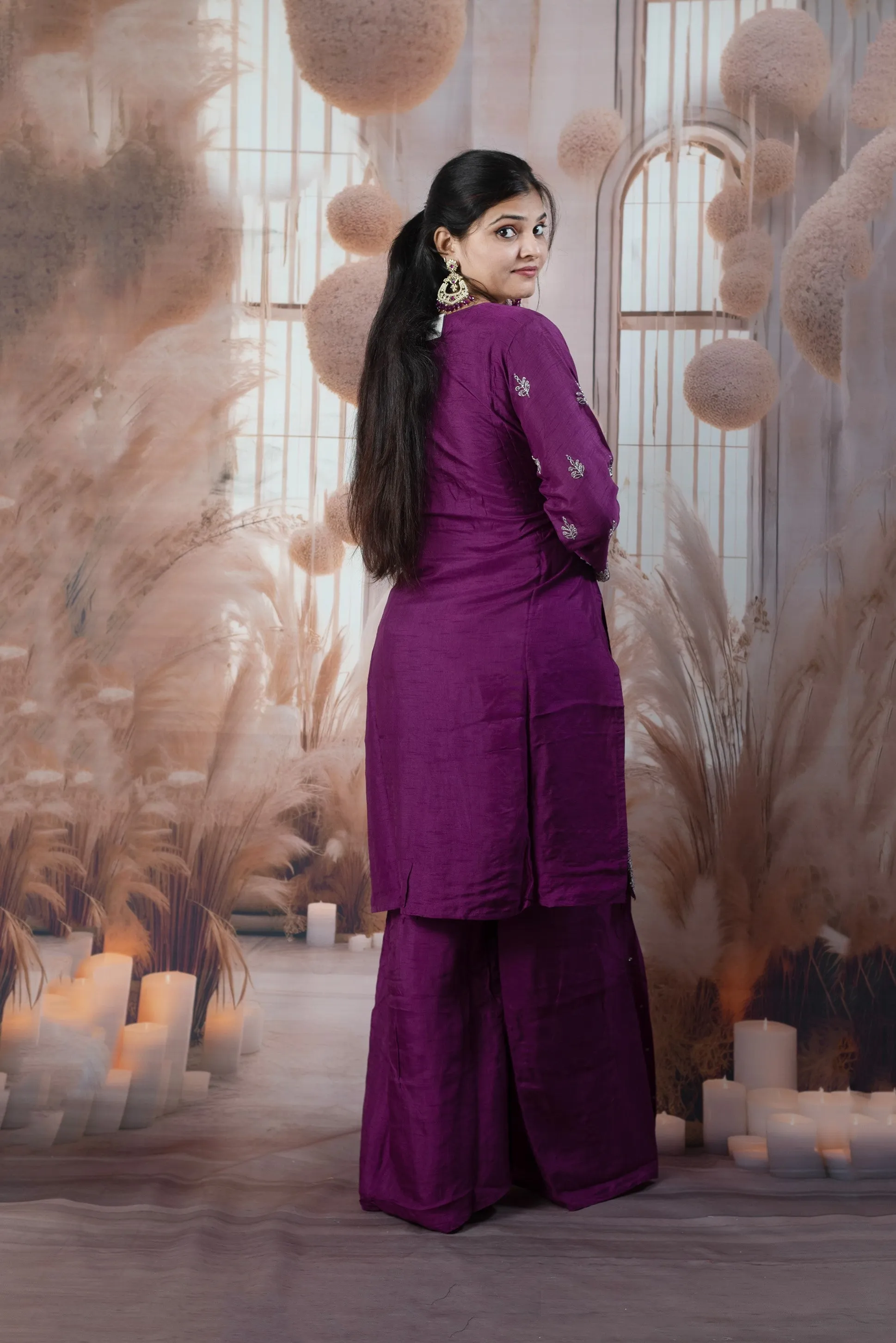 Elegant Purple Color Ladies Suits