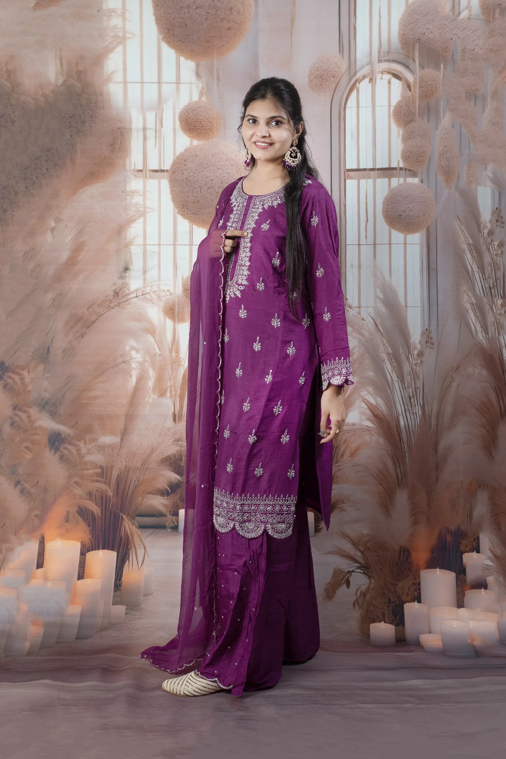 Elegant Purple Color Ladies Suits