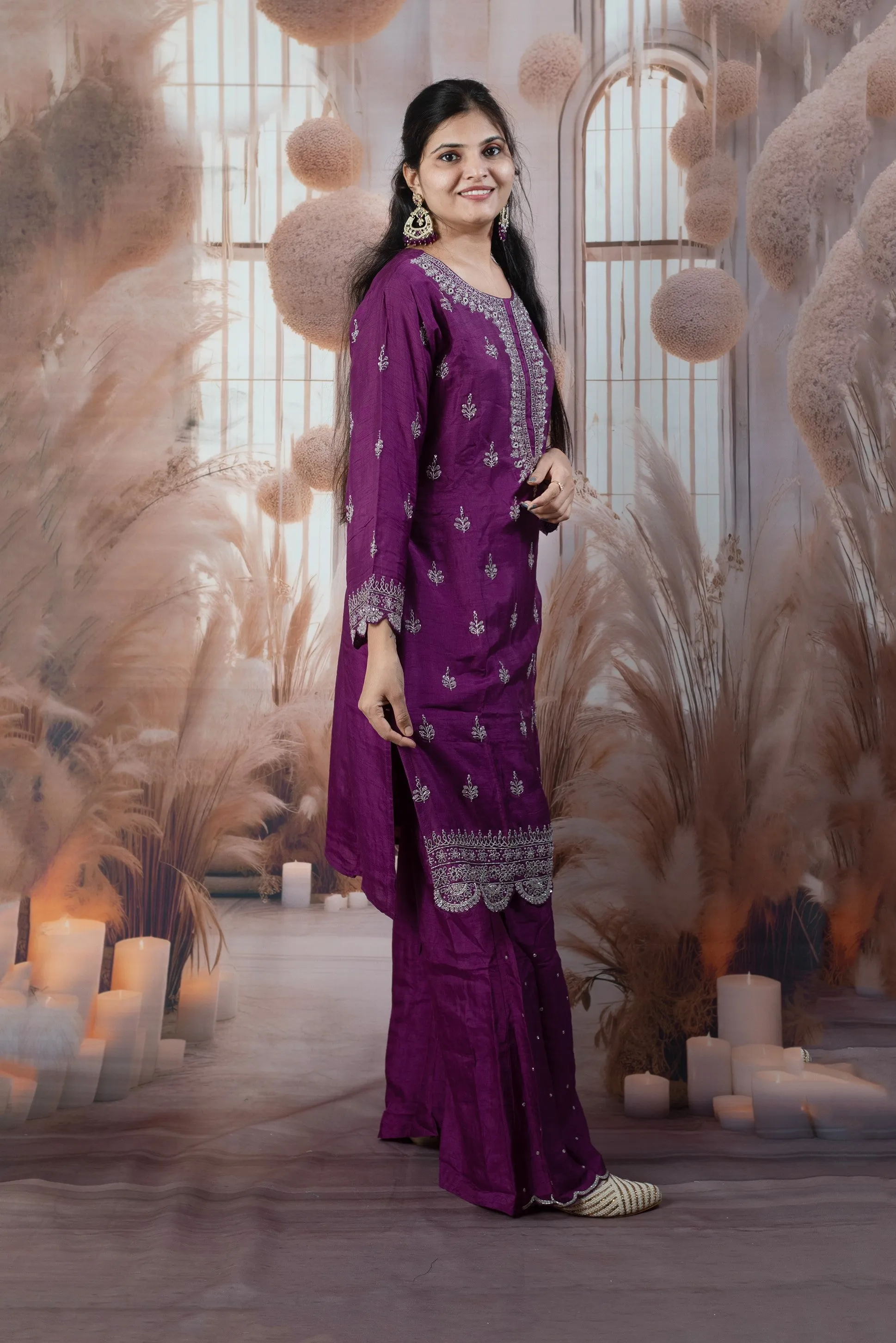 Elegant Purple Color Ladies Suits