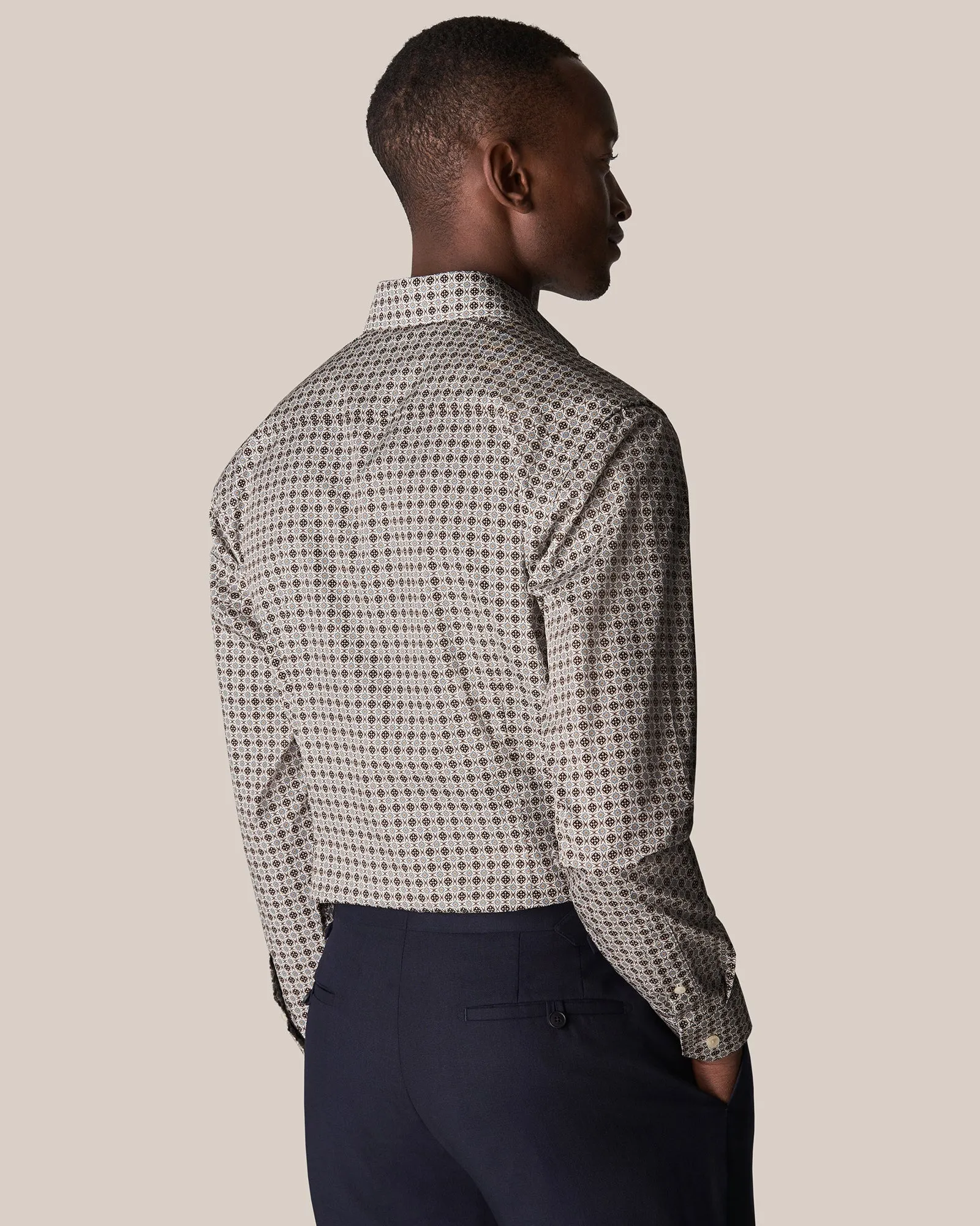 ETON 10000351001 WHITE PRINT SLIM SC SHIRT