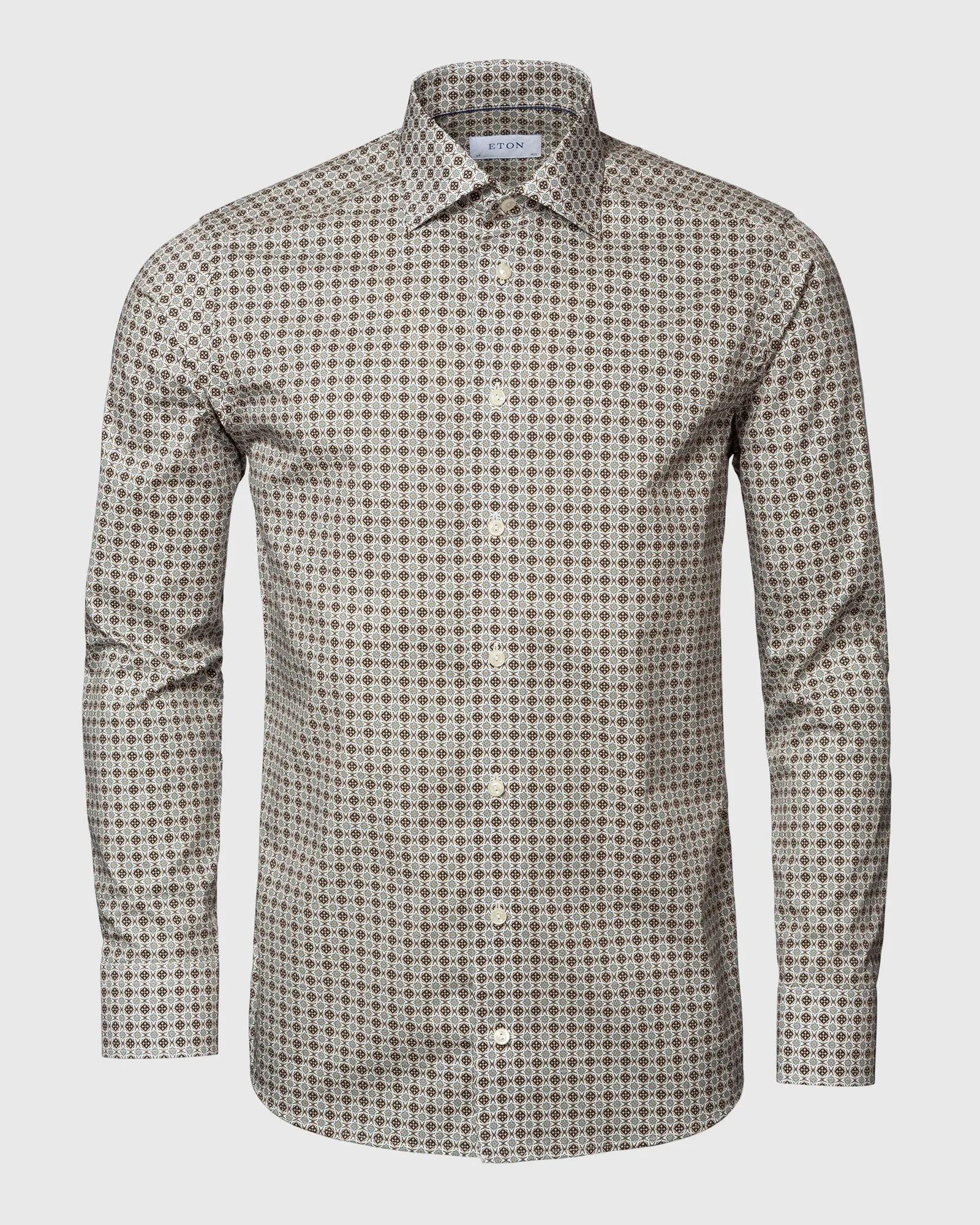 ETON 10000351001 WHITE PRINT SLIM SC SHIRT