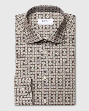 ETON 10000351001 WHITE PRINT SLIM SC SHIRT