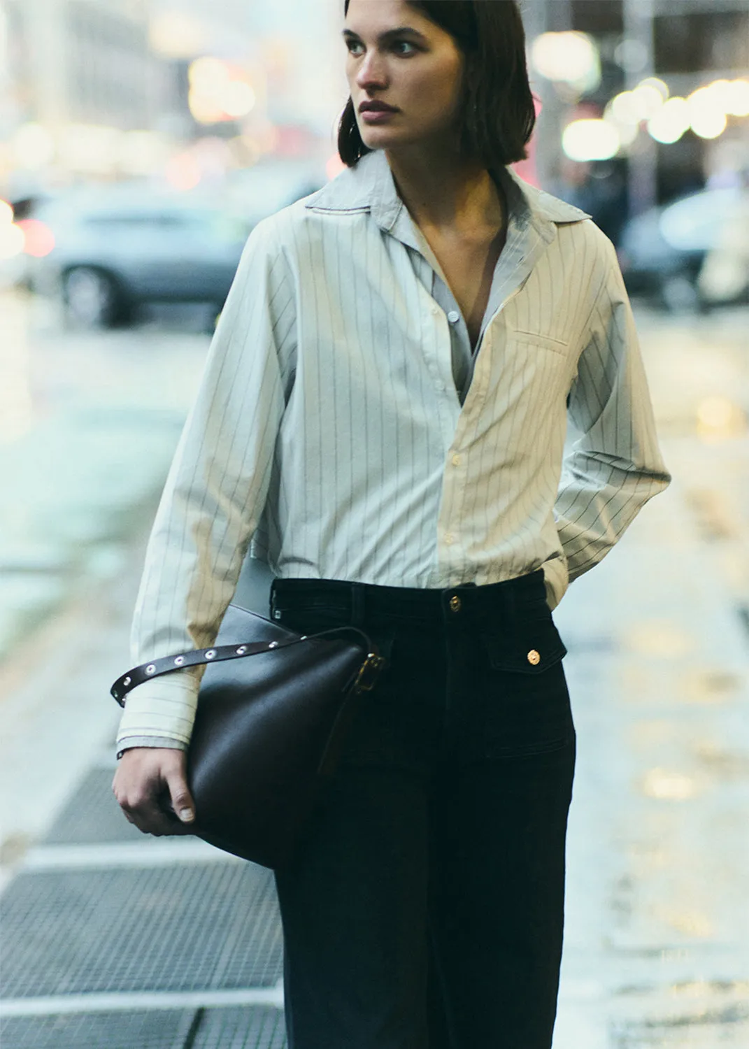Fino Cropped Shirt in Clove Stripe