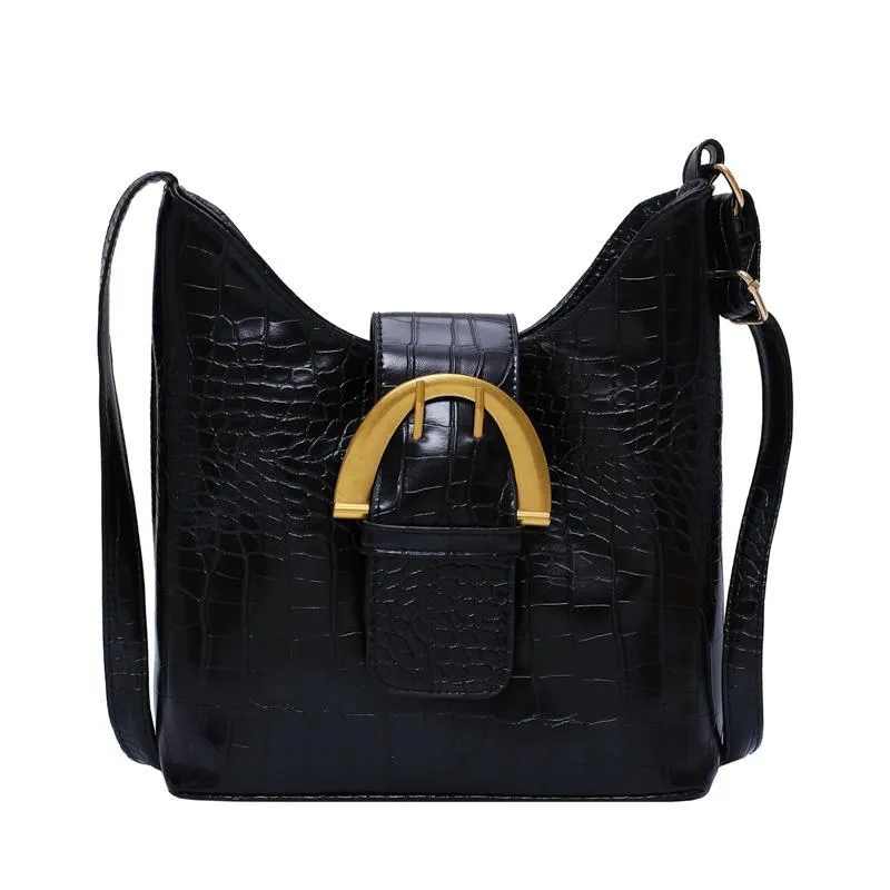 Golden Buckle Faux Leather Vintage Shoulder Bag