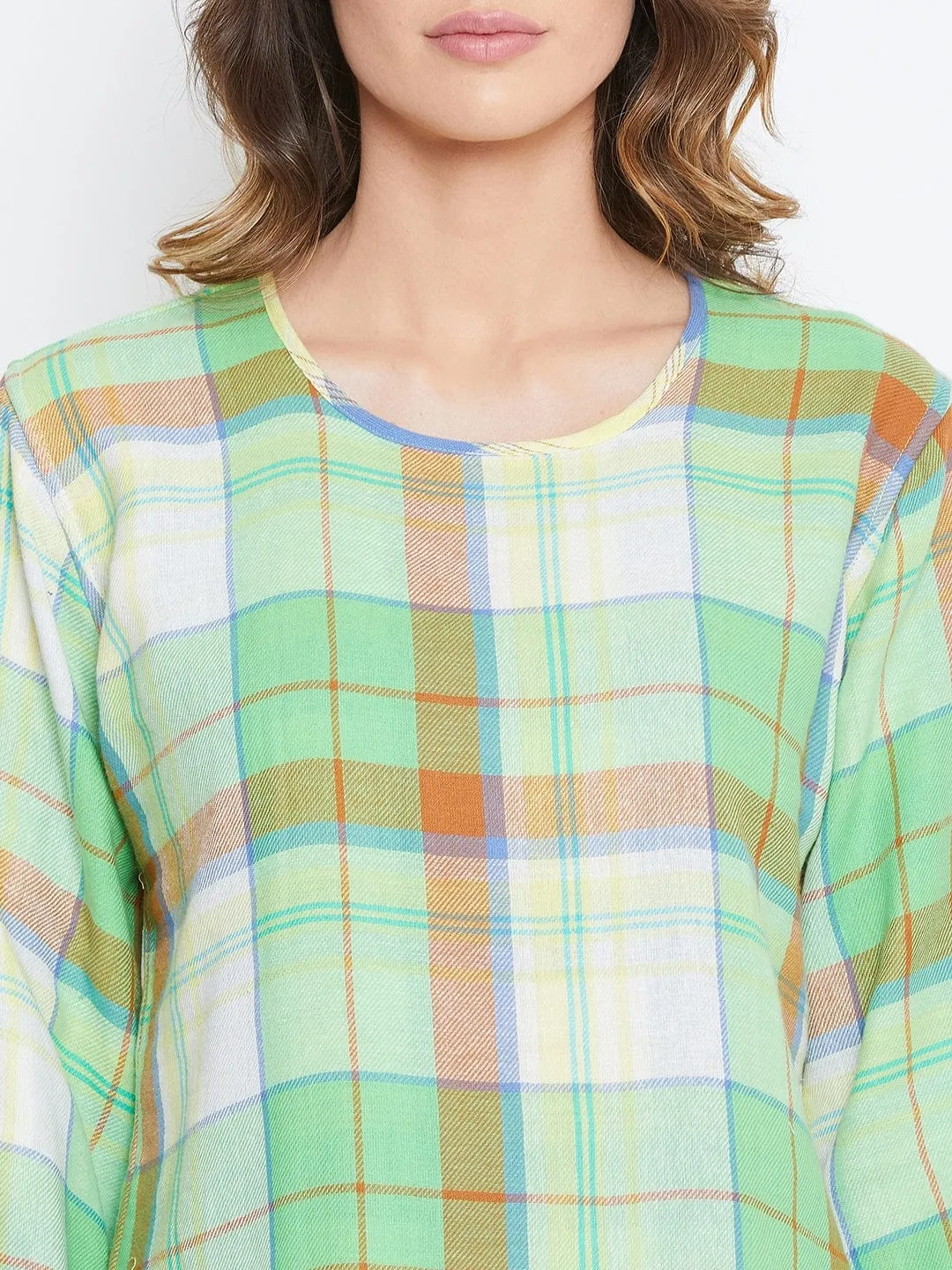 Green Checked Reversible Loung Set