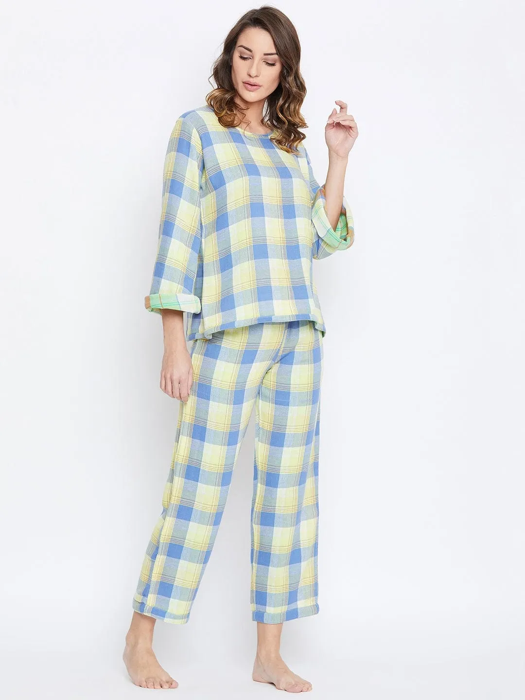 Green Checked Reversible Loung Set