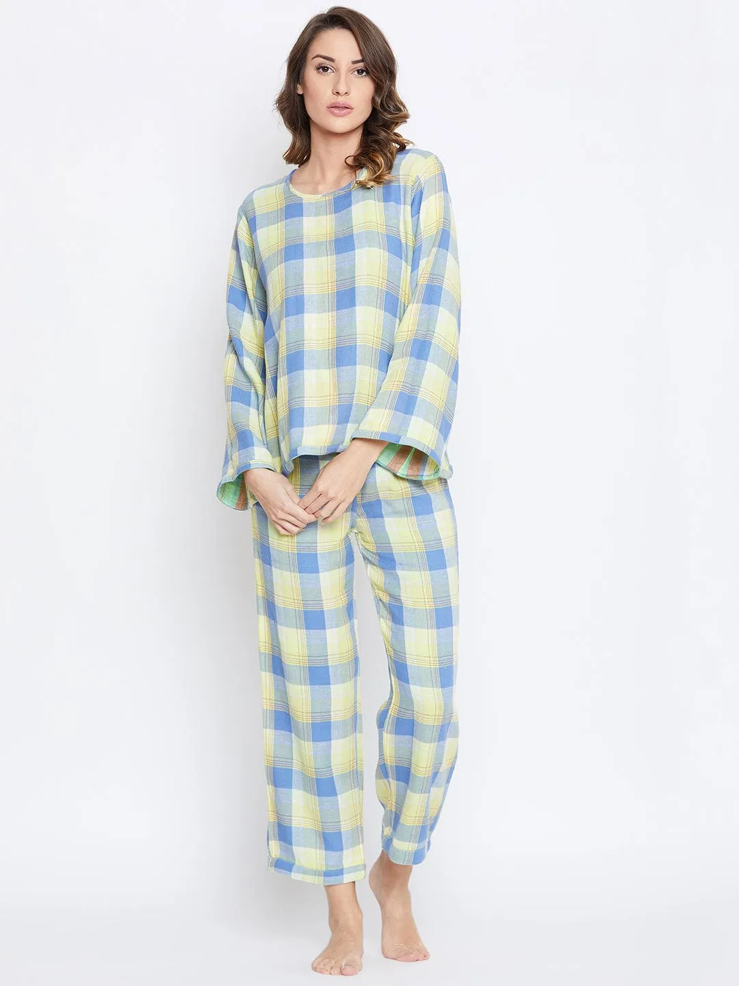 Green Checked Reversible Loung Set