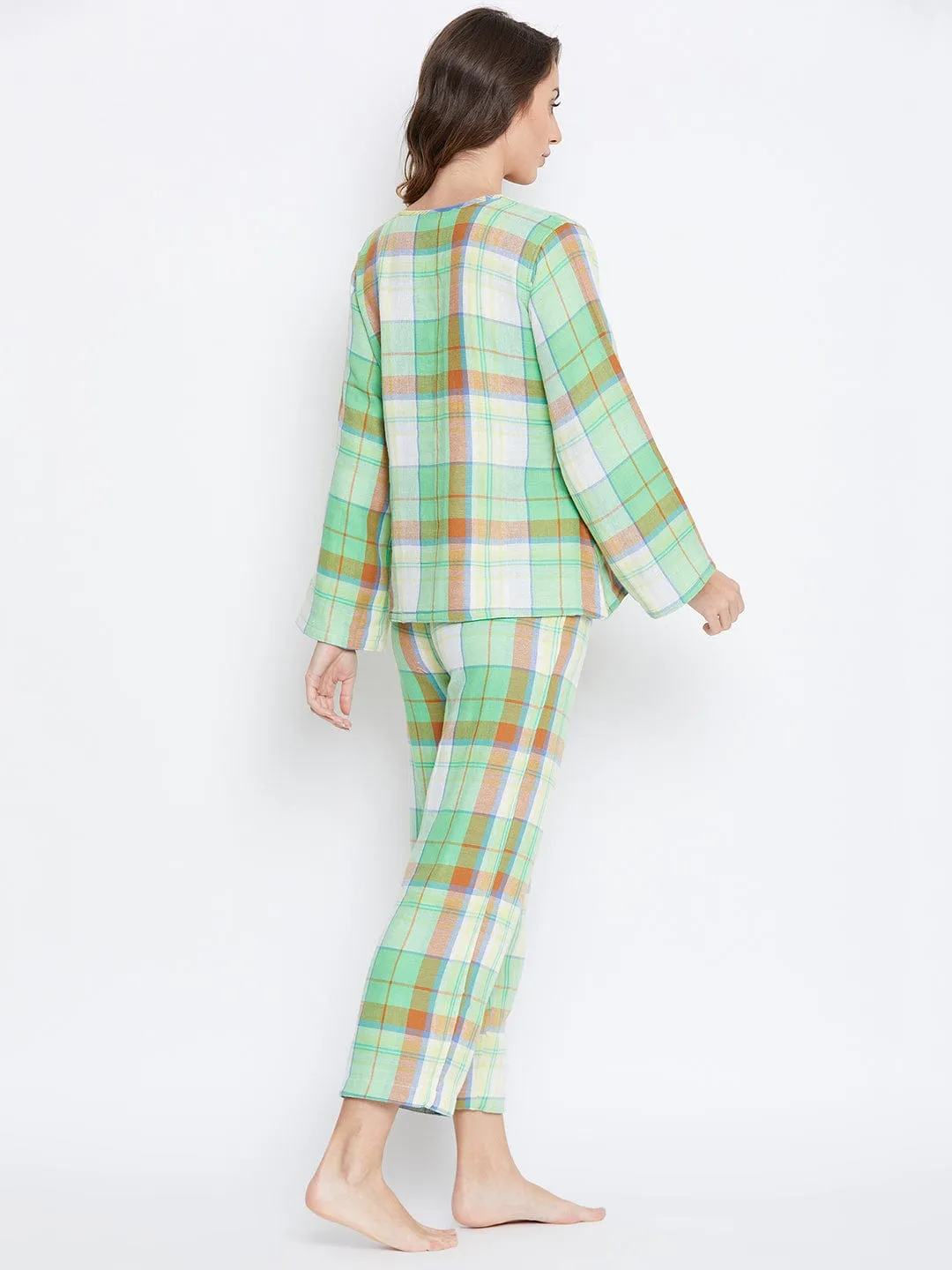 Green Checked Reversible Loung Set