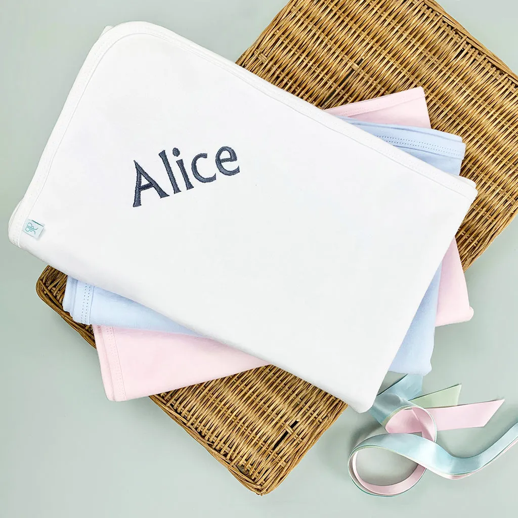 Hand Tied Baby Clothes Bouquet With Personalised Snuggle Wrap, Blue