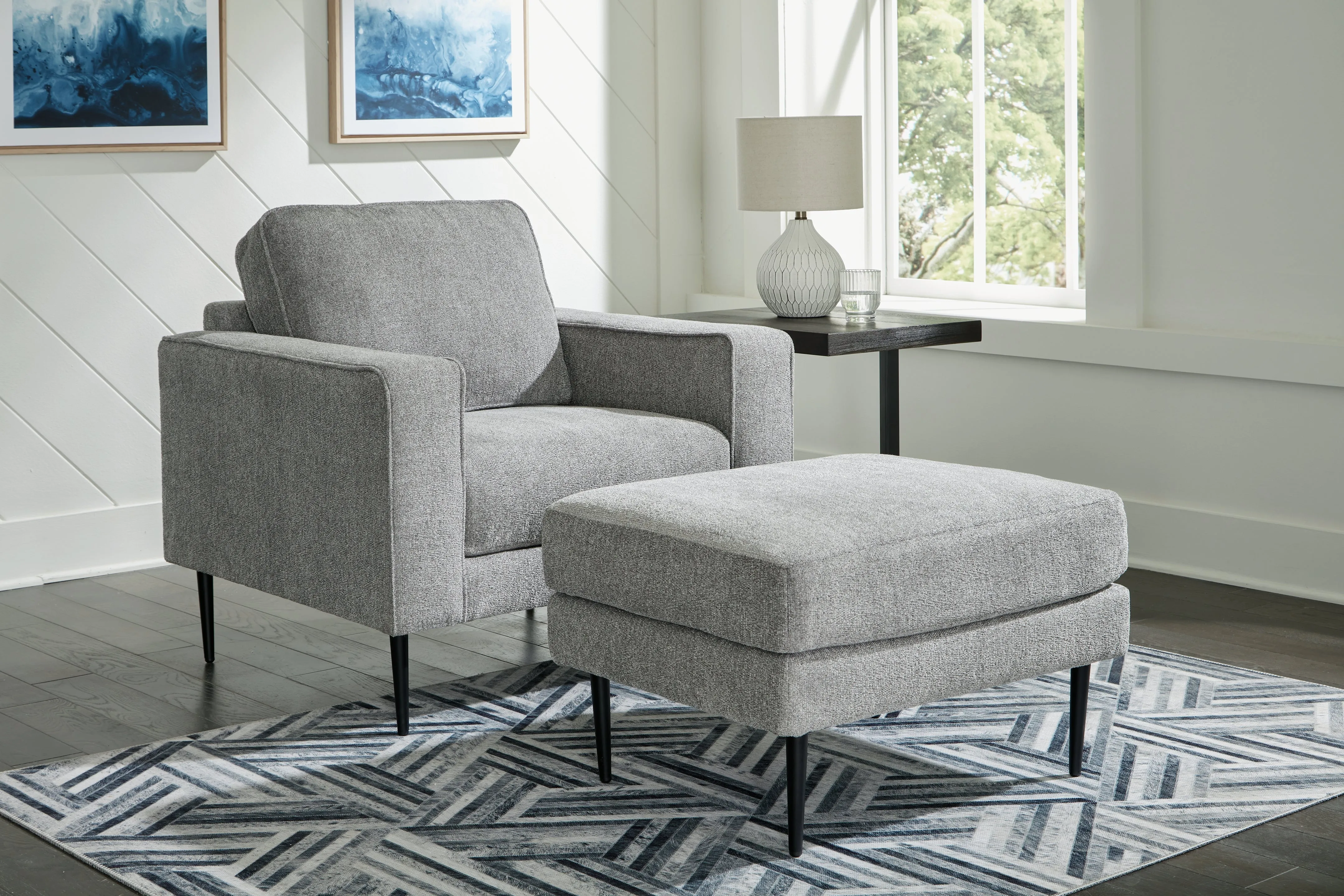 Hazela Chair and Ottoman in Charcoal