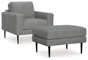 Hazela Chair and Ottoman in Charcoal